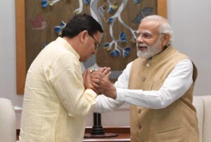 Uttarakhand Cheif Minister Pushkar Singh Dhami with PM Modi